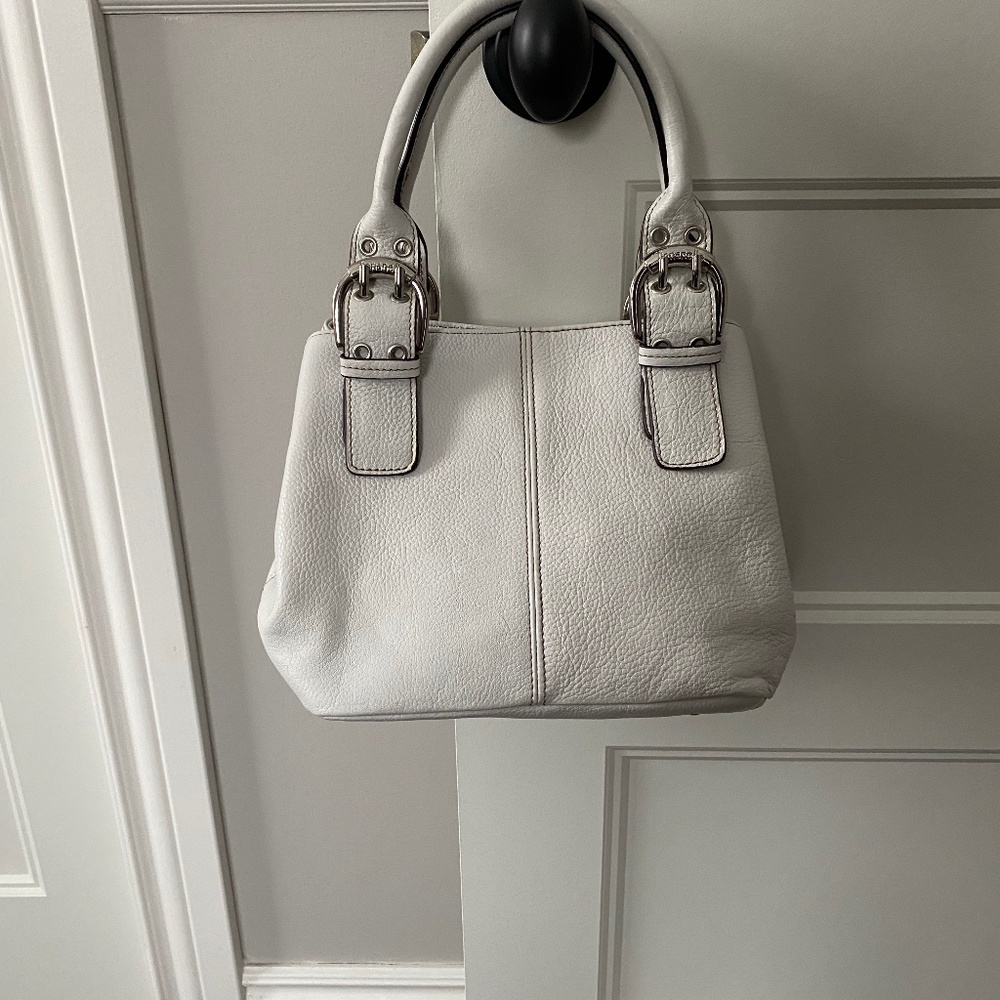 Tignanello White Leather Satchel Purse